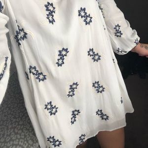 White and blue floral tunic/dress